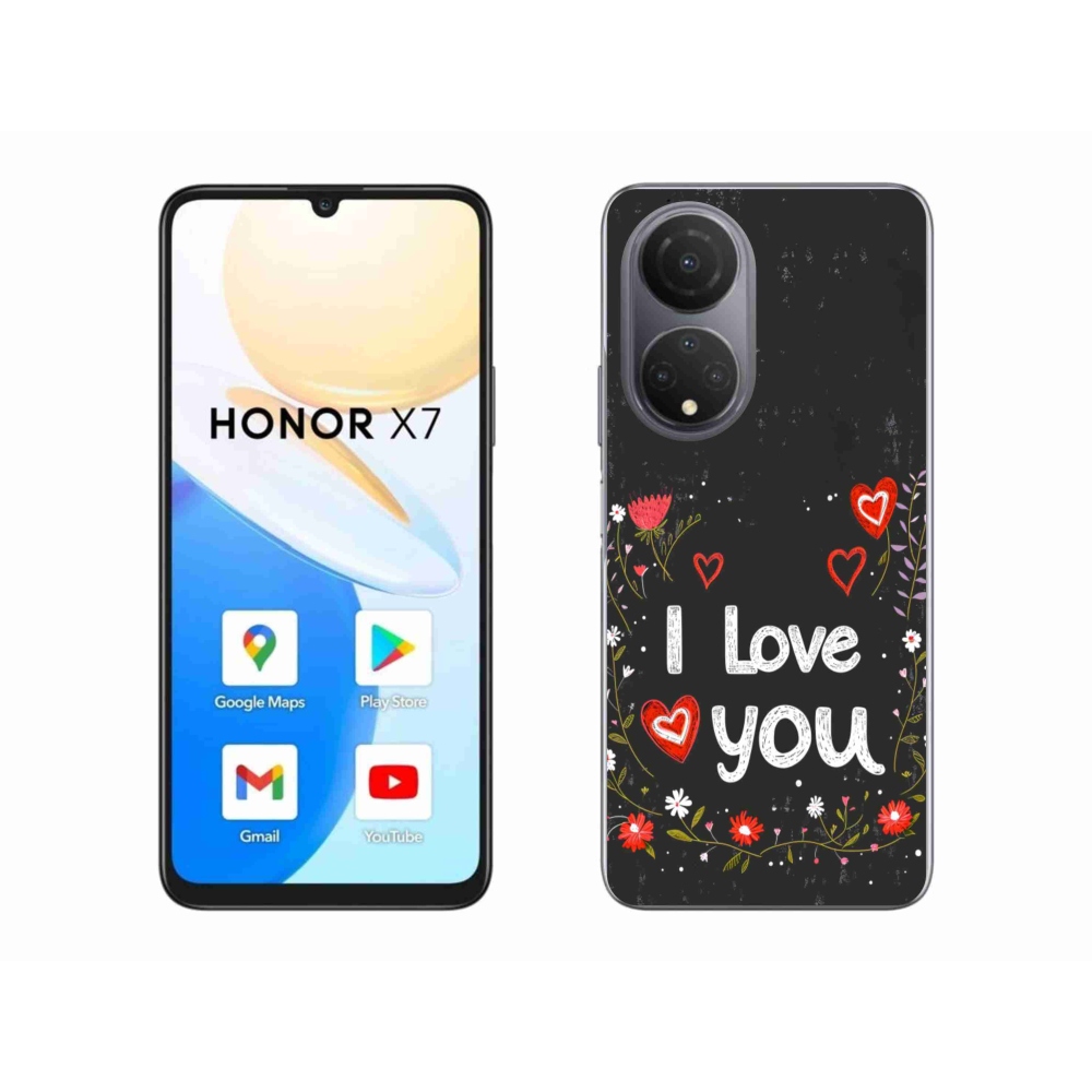 Gél borító mmCase a Honor X7-hez - Szeretlek fekete háttérrel