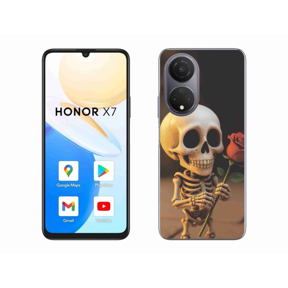 Gél borítás mmCase a Honor X7-hez - csontváz rózsával