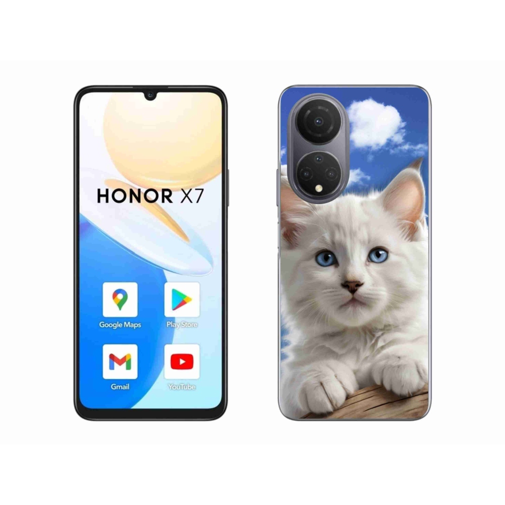Gél borító mmCase a Honor X7-hez - cica és felhők