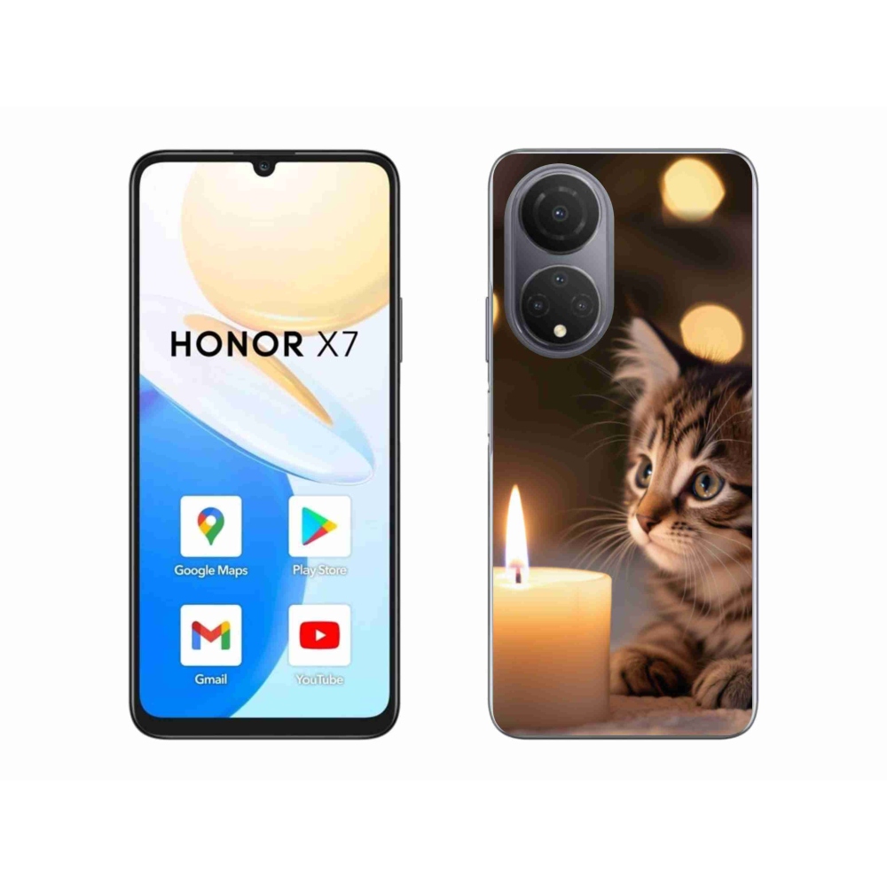 Gél borítás mmCase a Honor X7-hez - cica és gyertya