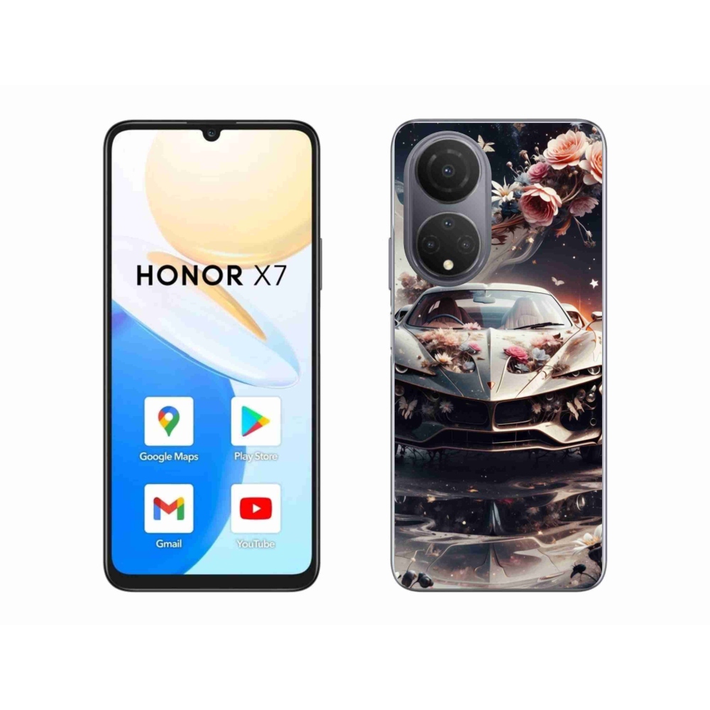 Gél borítás mmCase a Honor X7-hez - virágos sportkocsihoz
