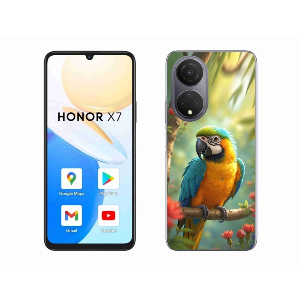 Gél borítás mmCase a Honor X7 készülékhez - papagáj ara kék és sárga