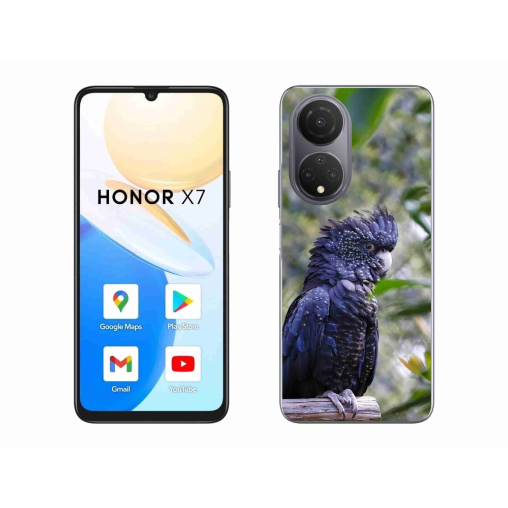 Zselés borítás mmCase a Honor X7 készülékhez - papagáj kakadu fekete
