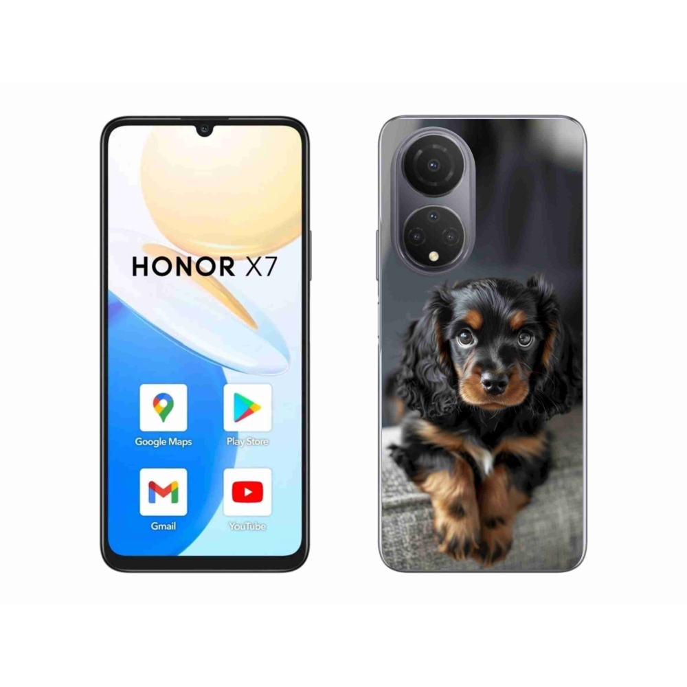 Gél borítás mmCase a Honor X7 számára - aranyos hosszú szőrű tacskó