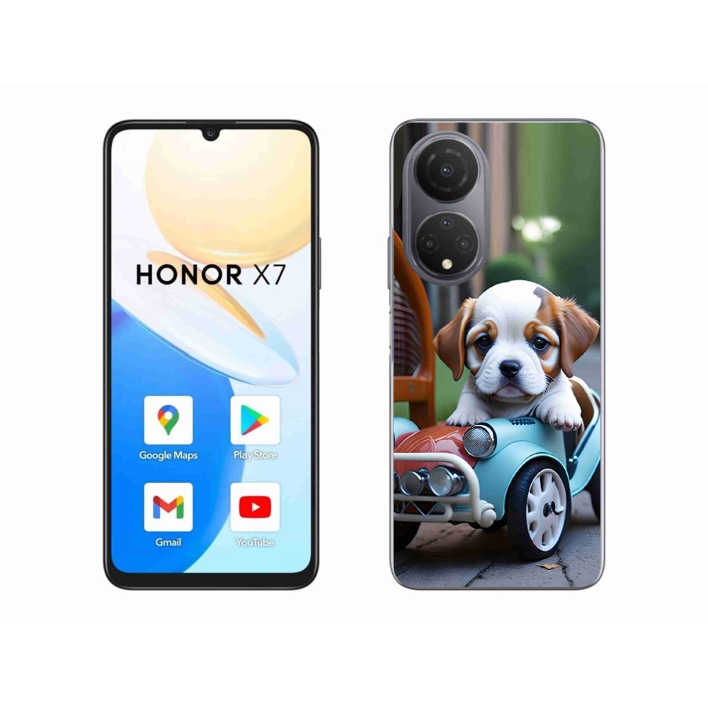 Gél borítás mmCase a Honor X7-hez - kiskutya retro autóban