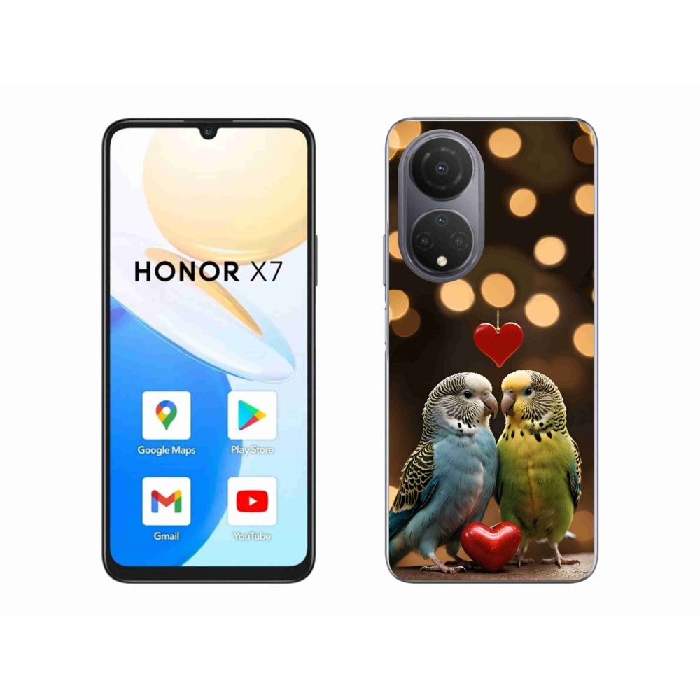 Gél borítás mmCase a Honor X7-hez - szerelmes papagájok