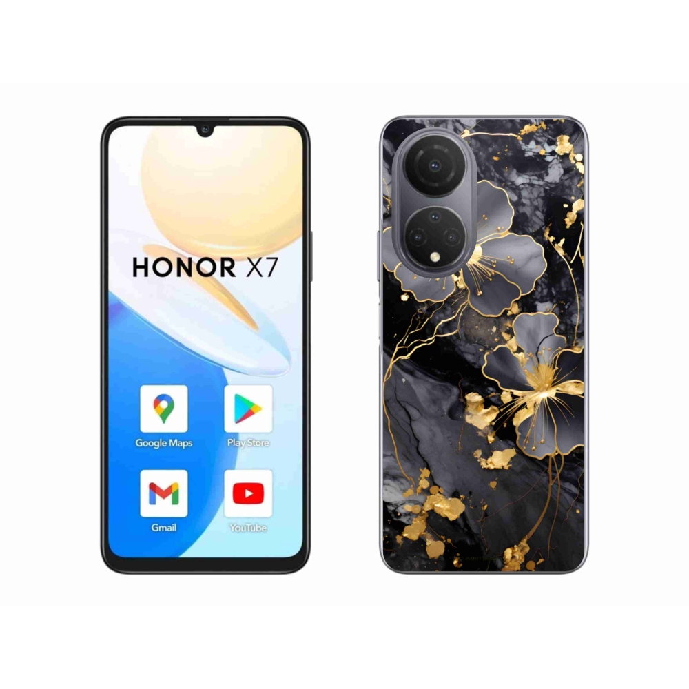 Zselés borítás mmCase a Honor X7-hez - arany virágok