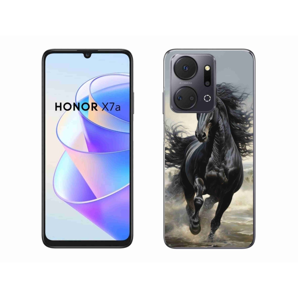 Zselés borítás mmCase a Honor X7a számára - futó fekete ló