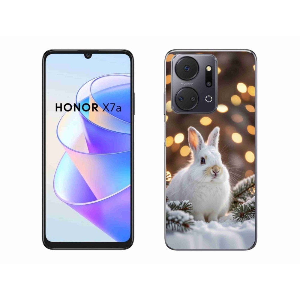 Zselés borítás mmCase a Honor X7a számára - fehér nyúl
