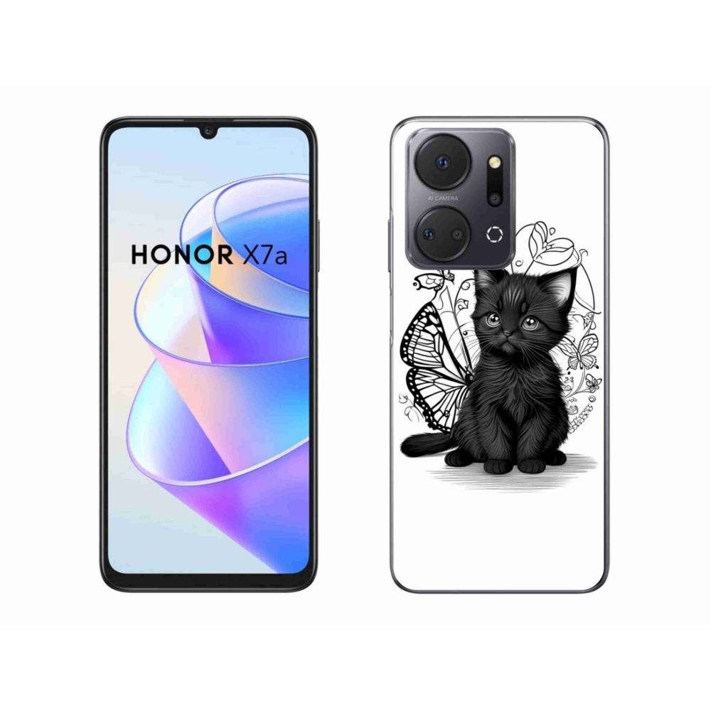 Zselés borítás mmCase a Honor X7a készülékhez - fekete cica