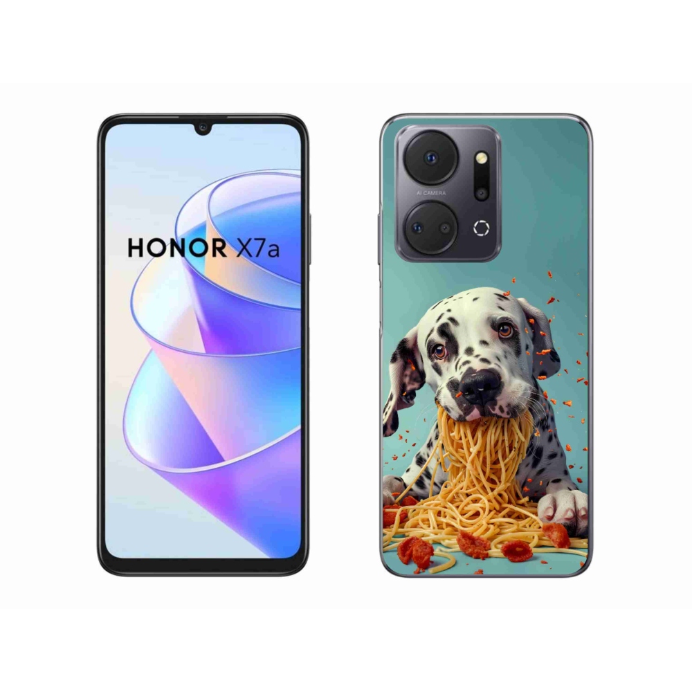 Zselés borítás mmCase a Honor X7a számára - Dalmát és spagetti