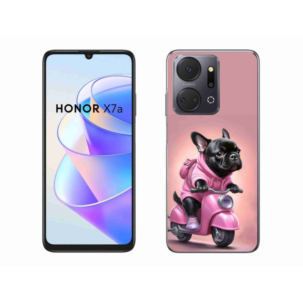 Gél borítás mmCase a Honor X7a számára - Francia bulldog egy robogón