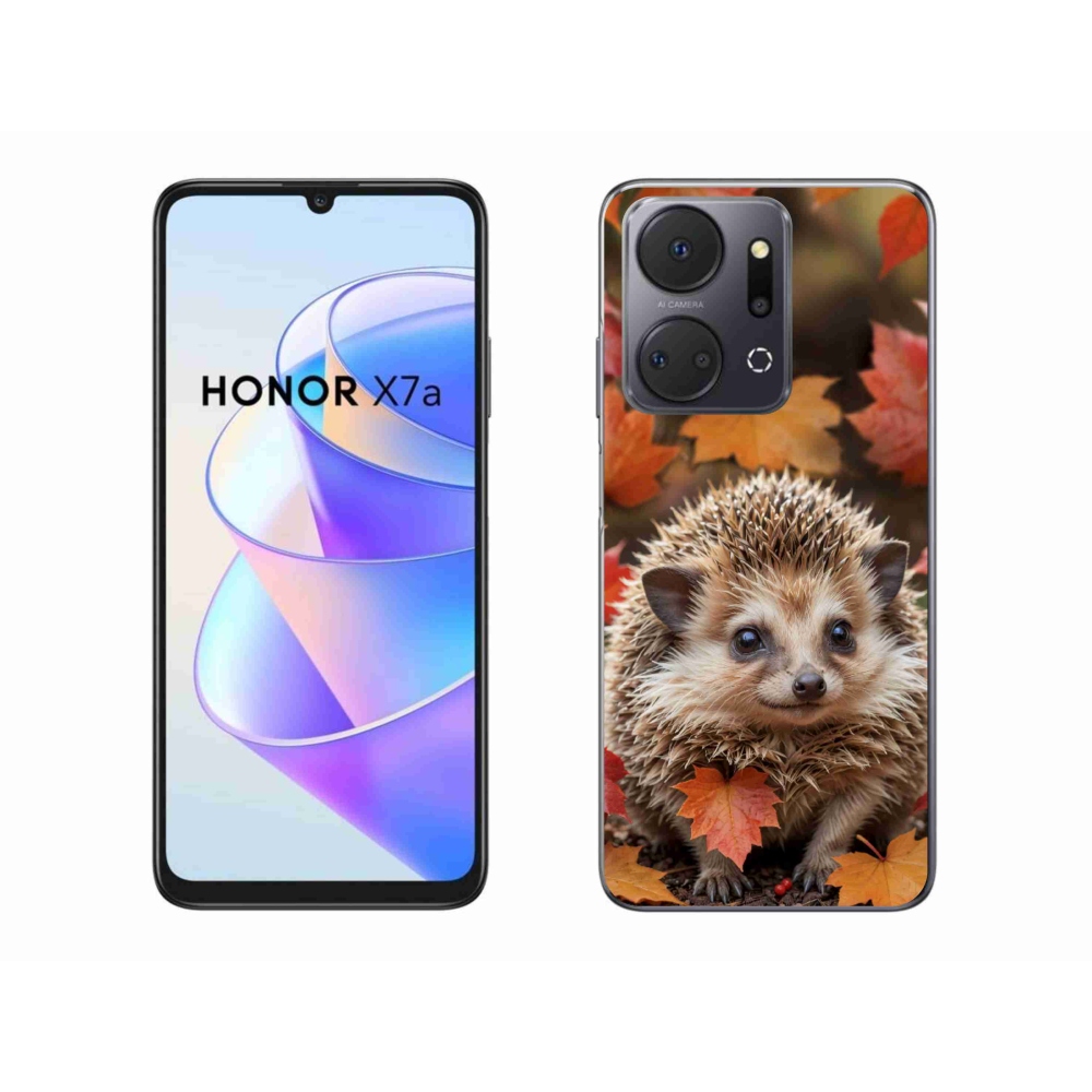 Zselés borító mmCase a Honor X7a számára - süni levelekben