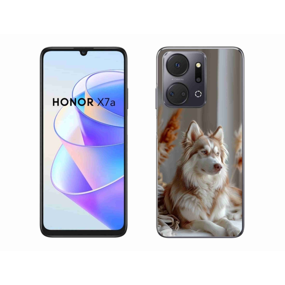 Zselés borítás mmCase a Honor X7a számára - csendes szibériai husky