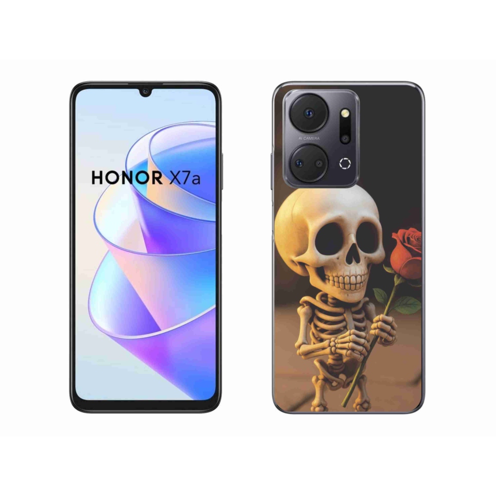 Gél borítás mmCase a Honor X7a számára - csontváz rózsával