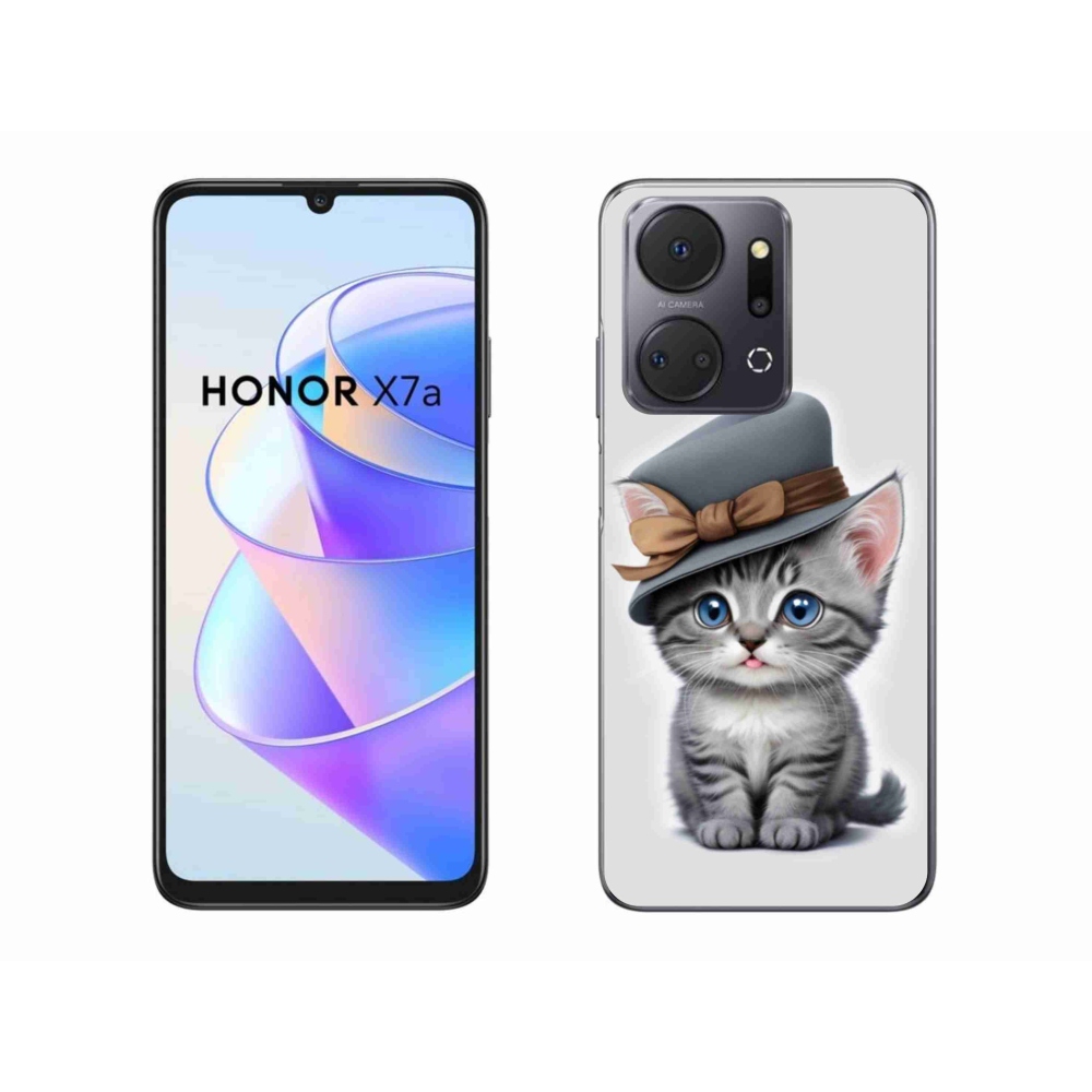 Zselés borítás mmCase a Honor X7a számára - cica sapkával