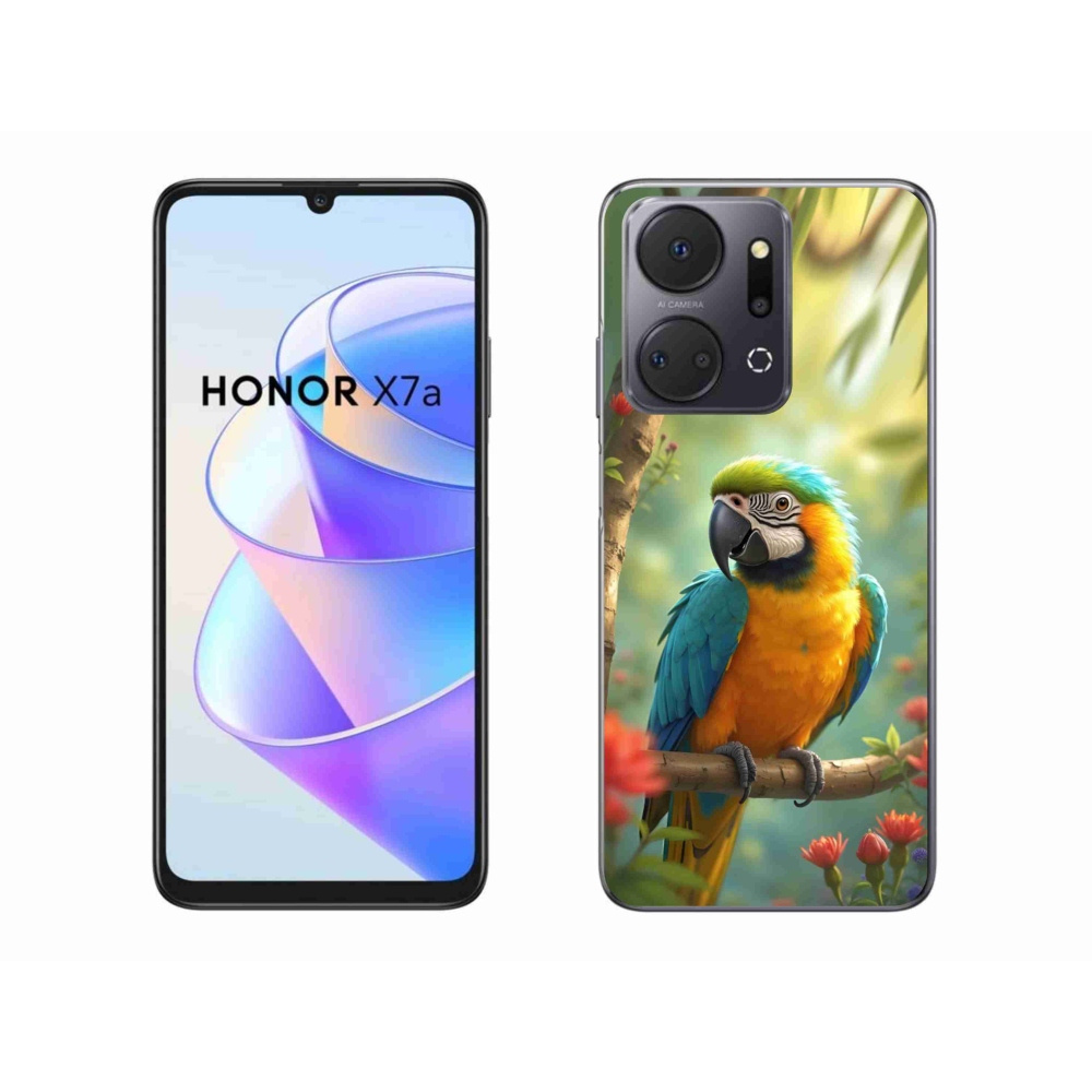 Zselés borítás mmCase Honor X7a készülékhez - papagáj ara kék és sárga