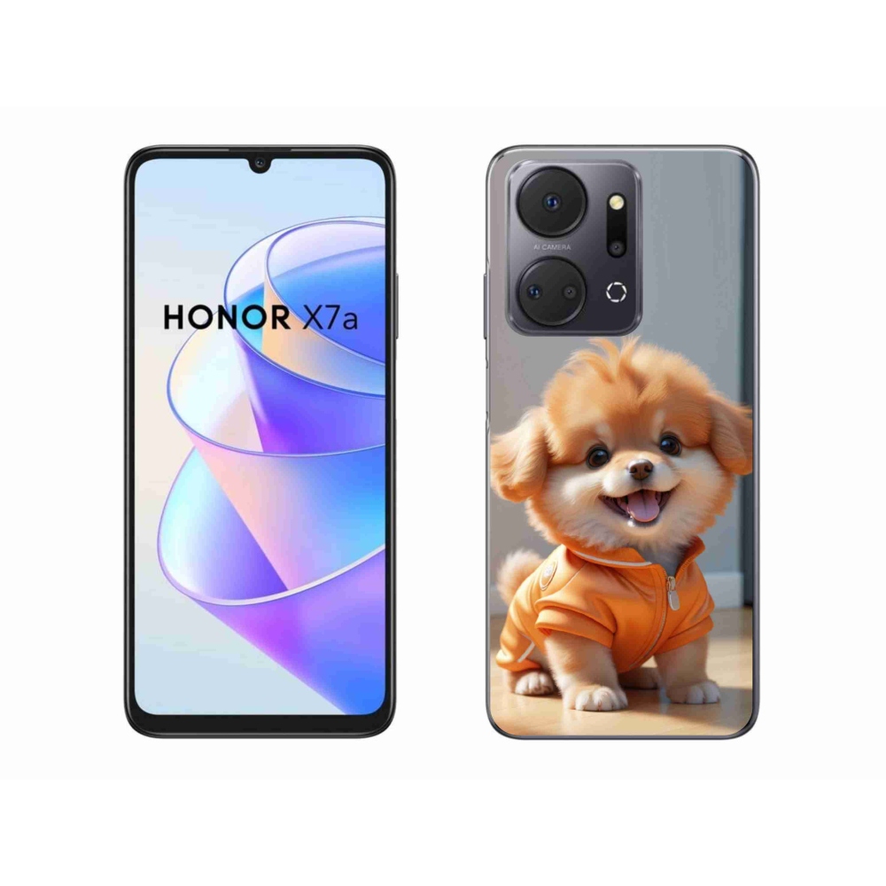 Zselés borítás mmCase a Honor X7a számára - aranyos pomerániai pulóverben
