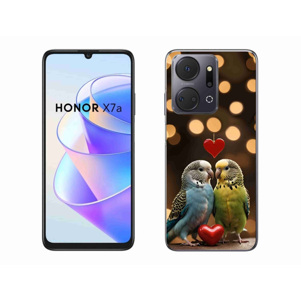 Gél borítás mmCase a Honor X7a számára - szerelmes papagájok