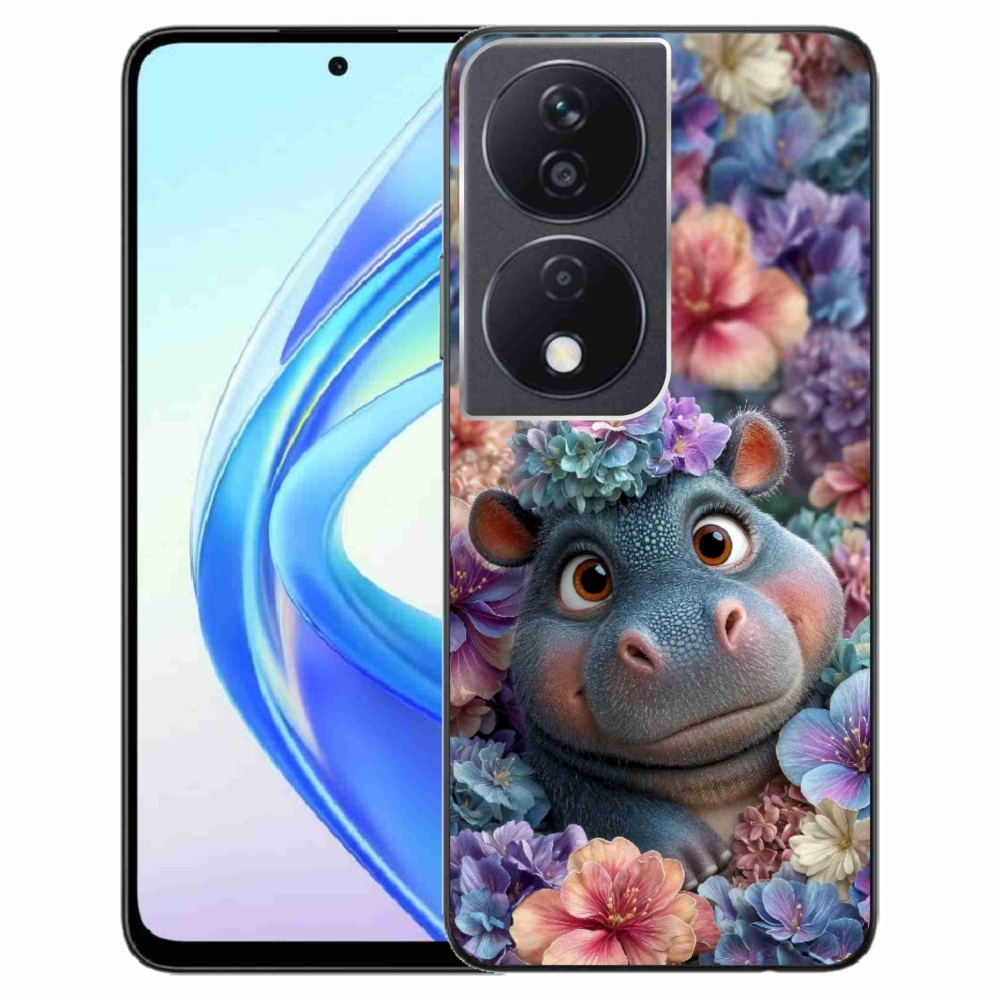 mmCase géltok az Honor X7b-hez – virágokkal díszített kis víziló