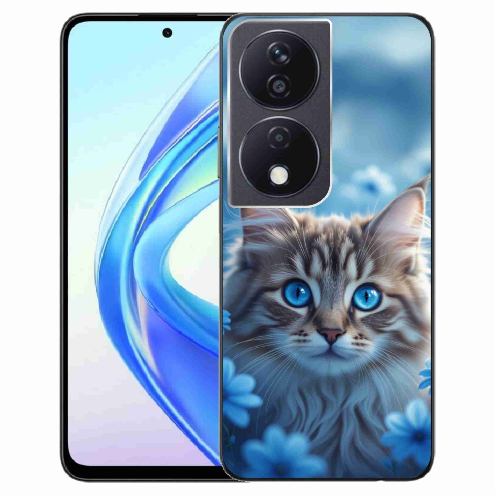 mmCase gél tok az Honor X7b-hez – kiscica kék virágokkal