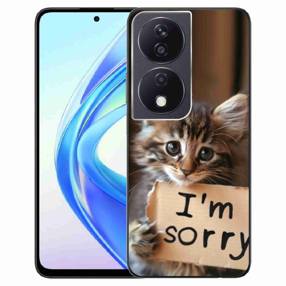 Zselés borítás mmCase a Honor X7b számára - macska bocsánatkérése
