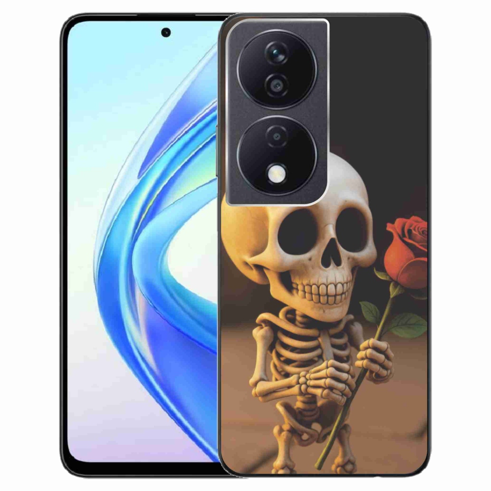 Gél borítás mmCase a Honor X7b számára - csontváz rózsával