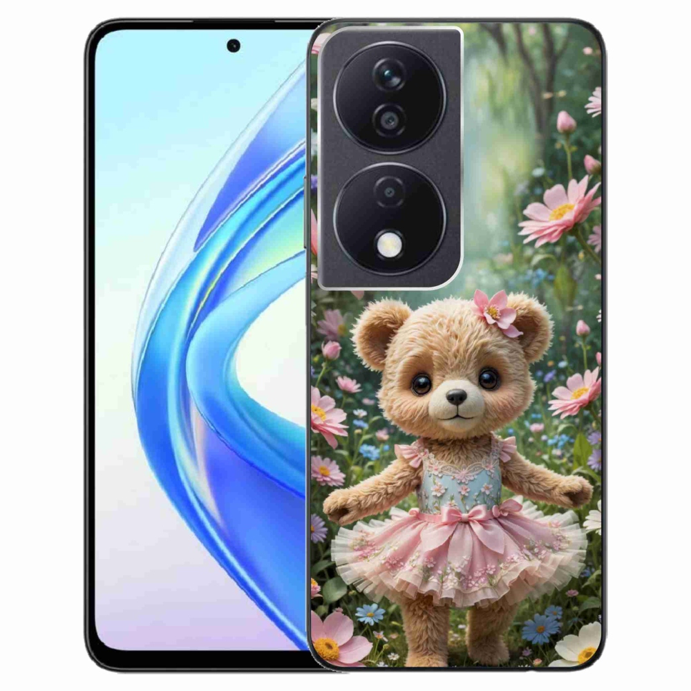 mmCase gél tok az Honor X7b-hez – aranyos mackó virágok között