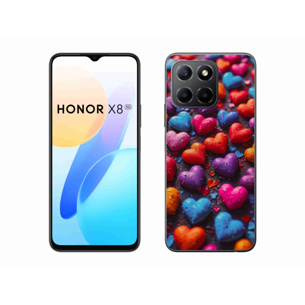 Zselés borítás mmCase a Honor X8 5G/Honor 70 Lite 5G készülékhez - színes szívecske