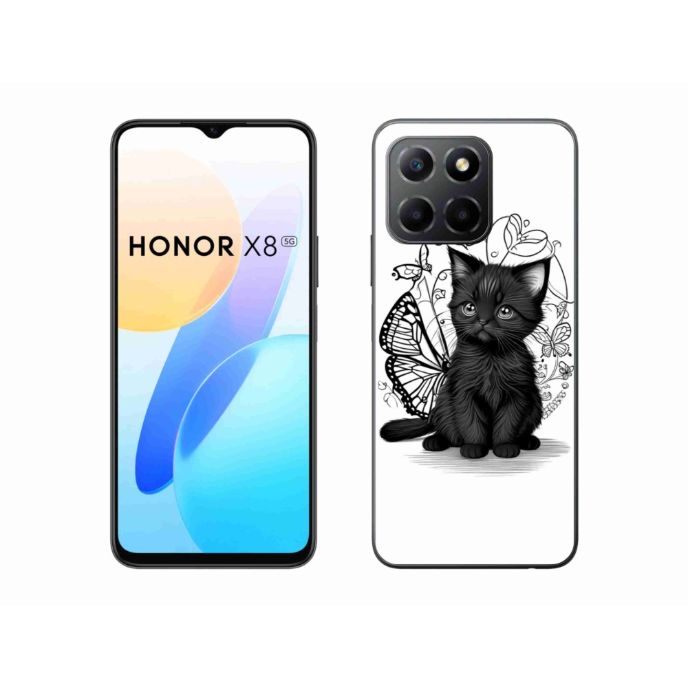 Gél borítás mmCase a Honor X8 5G/Honor 70 Lite 5G készülékhez - fekete cica