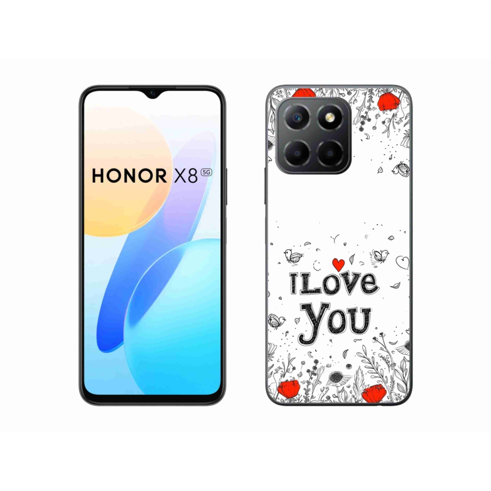 Gél borító mmCase a Honor X8 5G/Honor 70 Lite 5G számára - I love you fehér háttérrel