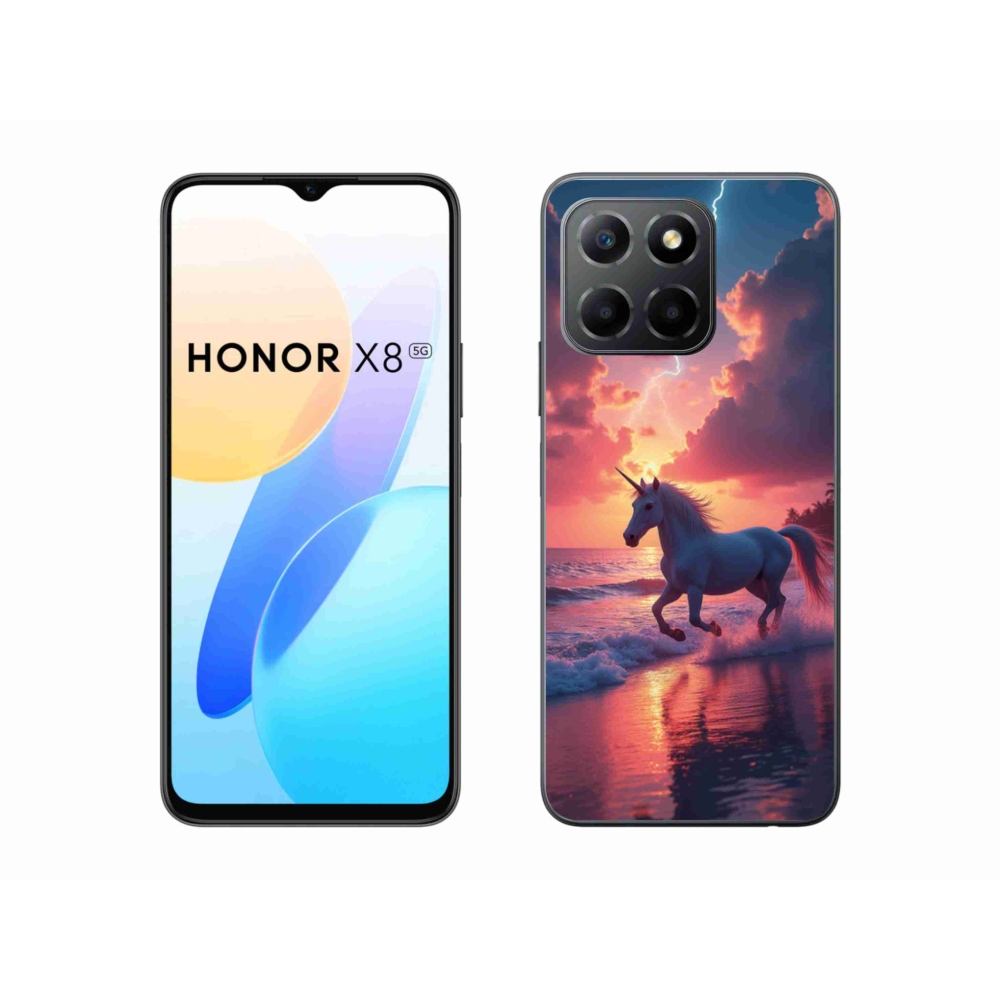 Gél borítás mmCase a Honor X8 5G/Honor 70 Lite 5G számára - egyszarvú a tengerparton