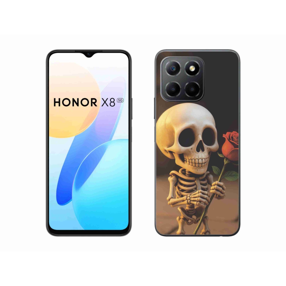 Gél borítás mmCase a Honor X8 5G/Honor 70 Lite 5G számára - csontváz rózsával