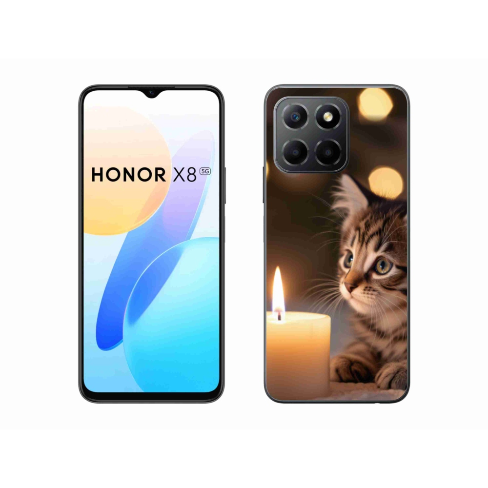 Gél borítás mmCase a Honor X8 5G/Honor 70 Lite 5G készülékhez - cica és gyertya