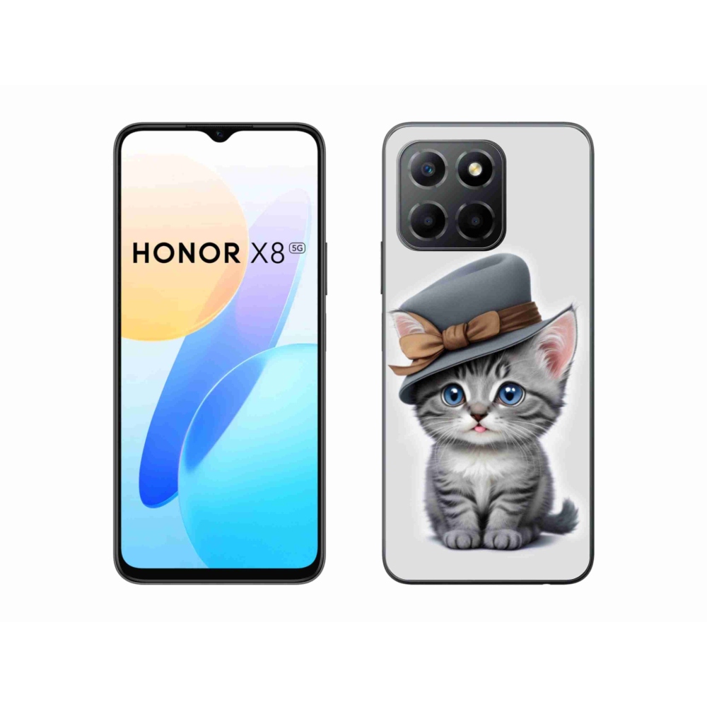 Gél borítás mmCase a Honor X8 5G/Honor 70 Lite 5G készülékhez - cica sapkával