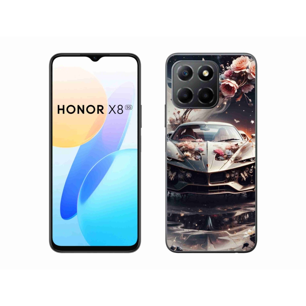 Gél borítás mmCase a Honor X8 5G/Honor 70 Lite 5G számára - virágos sportkocsi