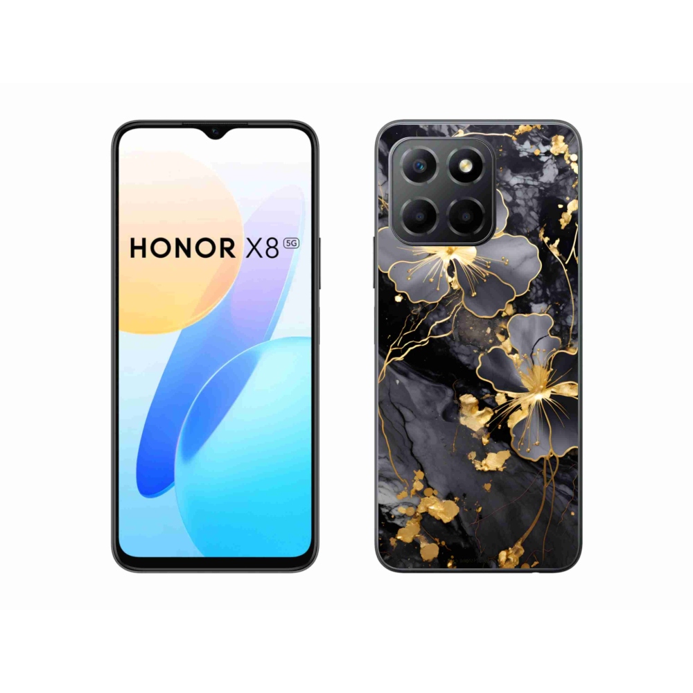 Zselés borítás mmCase a Honor X8 5G/Honor 70 Lite 5G számára - arany virágok