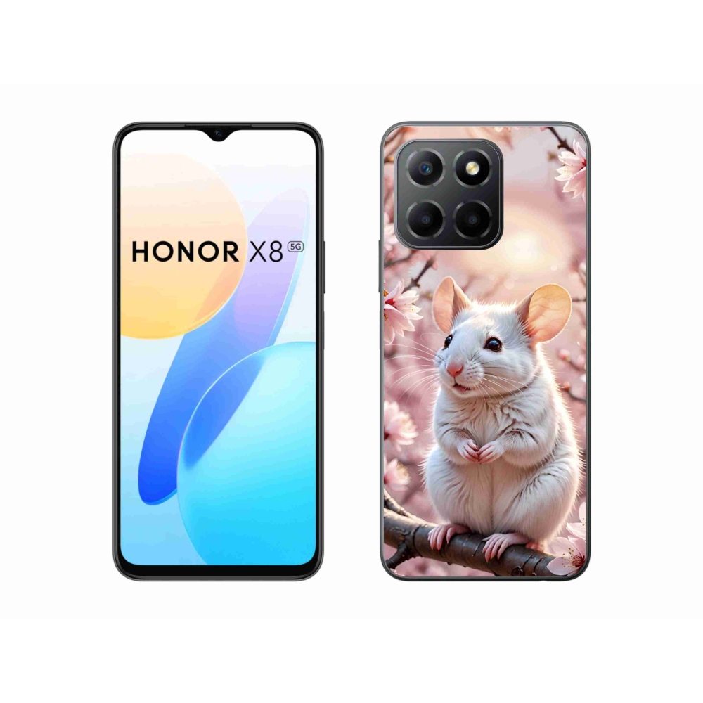 mmCase gél tok az Honor X8 5G/Honor 70 Lite készülékhez – fehér egér egy ágon