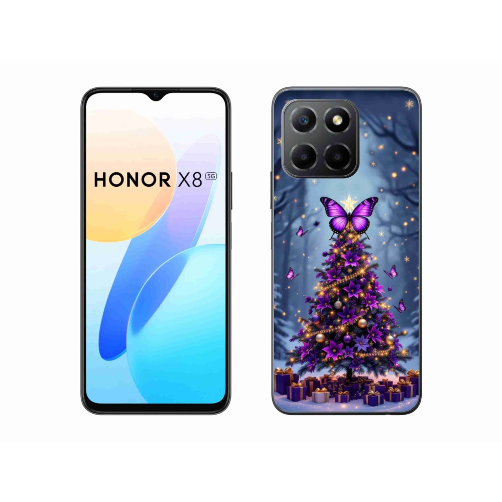 mmCase gél tok az Honor X8 5G/Honor 70 Lite készülékhez – pillangós karácsonyfa