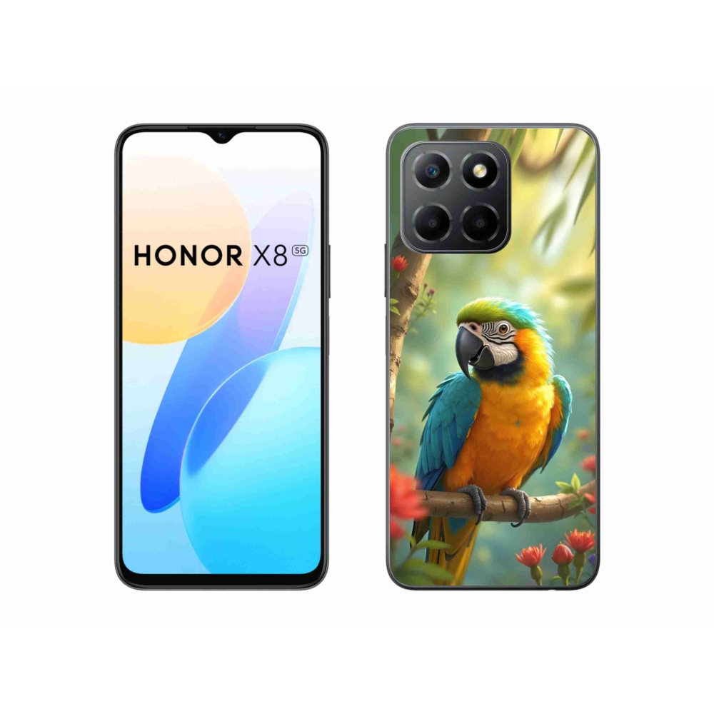 mmCase géltok az Honor X8 5G/Honor 70 Lite készülékhez – kék-sárga ara papagáj