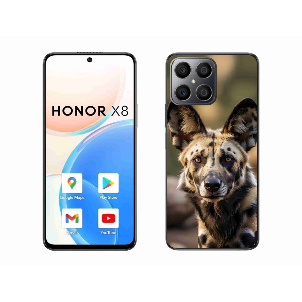 Gél borítás mmCase a Honor X8-hoz - Afrikai vadkutya