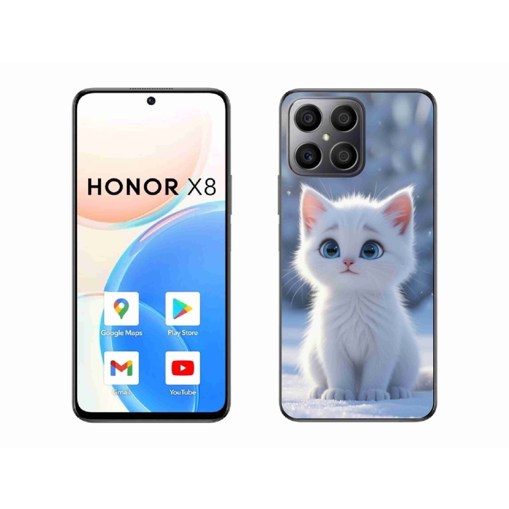 Gél borítás mmCase a Honor X8-hoz - fehér cica 3
