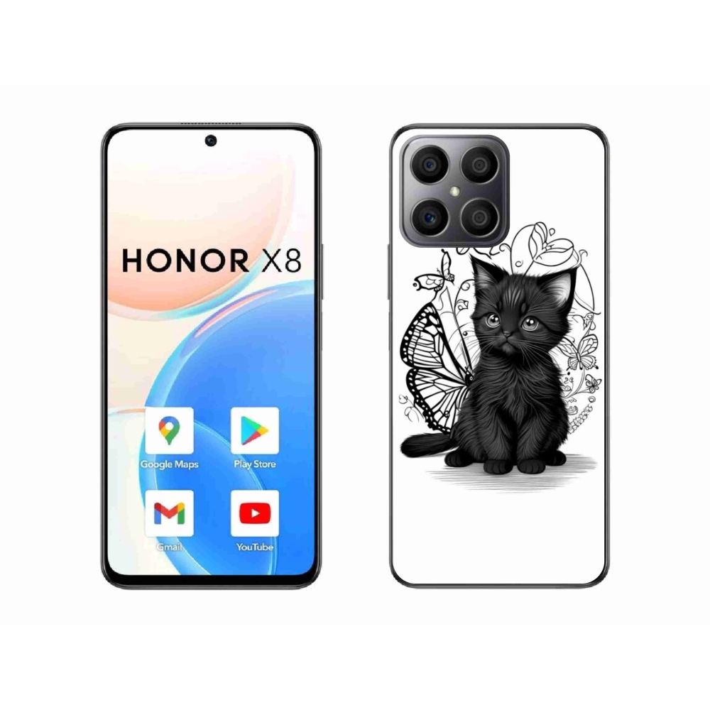 Gél borítás mmCase a Honor X8-hoz - fekete cica