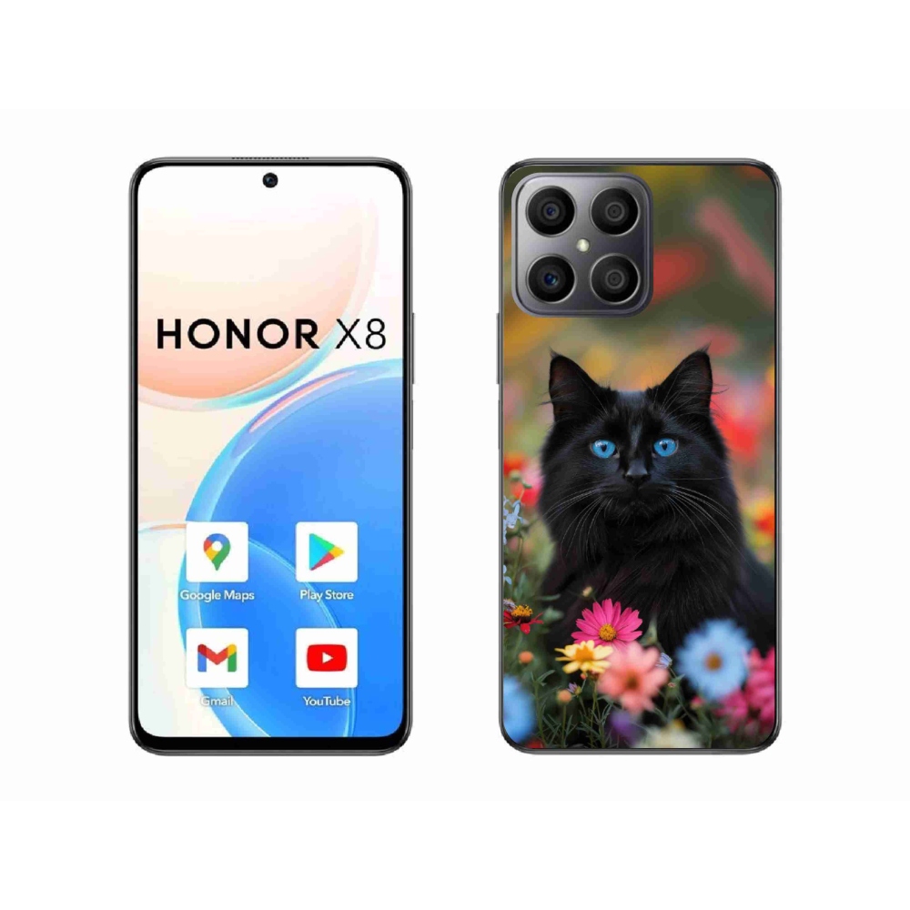 Gél borítás mmCase a Honor X8-hoz - fekete cica 4