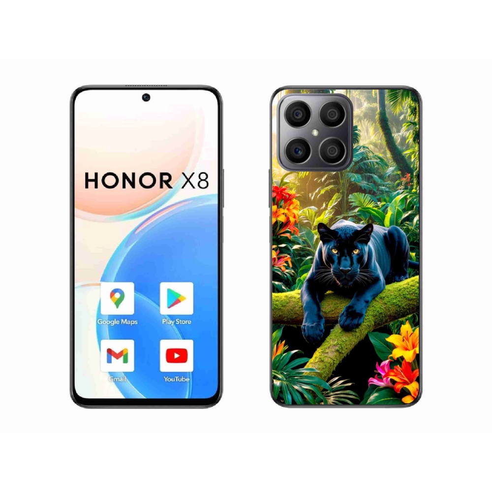 Gél borítás mmCase a Honor X8-hoz - fekete párduc a dzsungelben