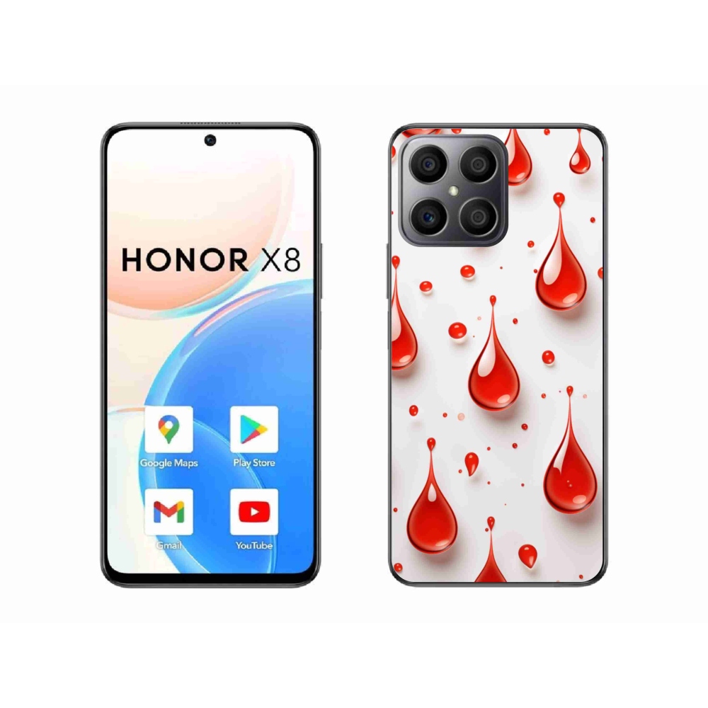 Zselés borítás mmCase a Honor X8-hoz - piros cseppek