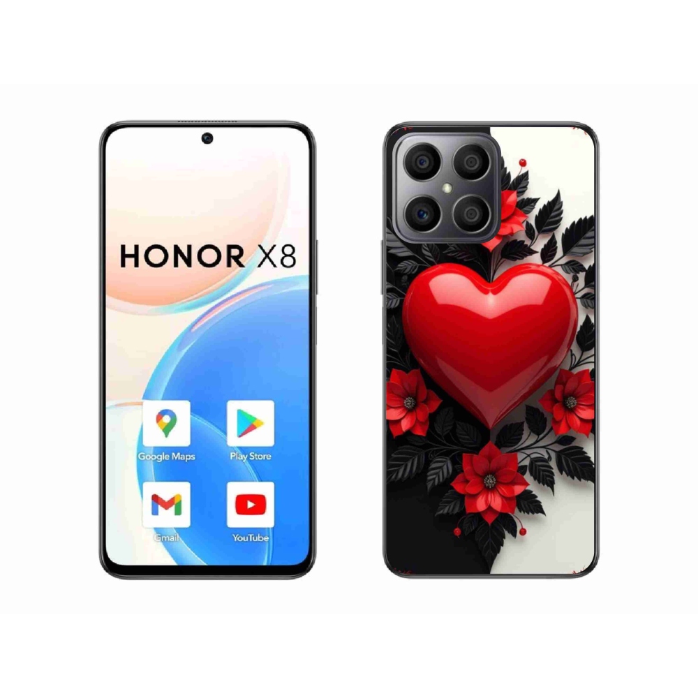 Zselés borítás mmCase a Honor X8-hoz - piros szív
