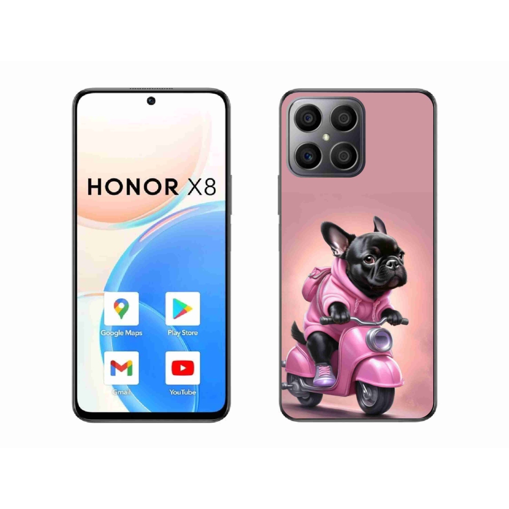 Gél borítás mmCase a Honor X8-hoz - Francia bulldog egy robogón