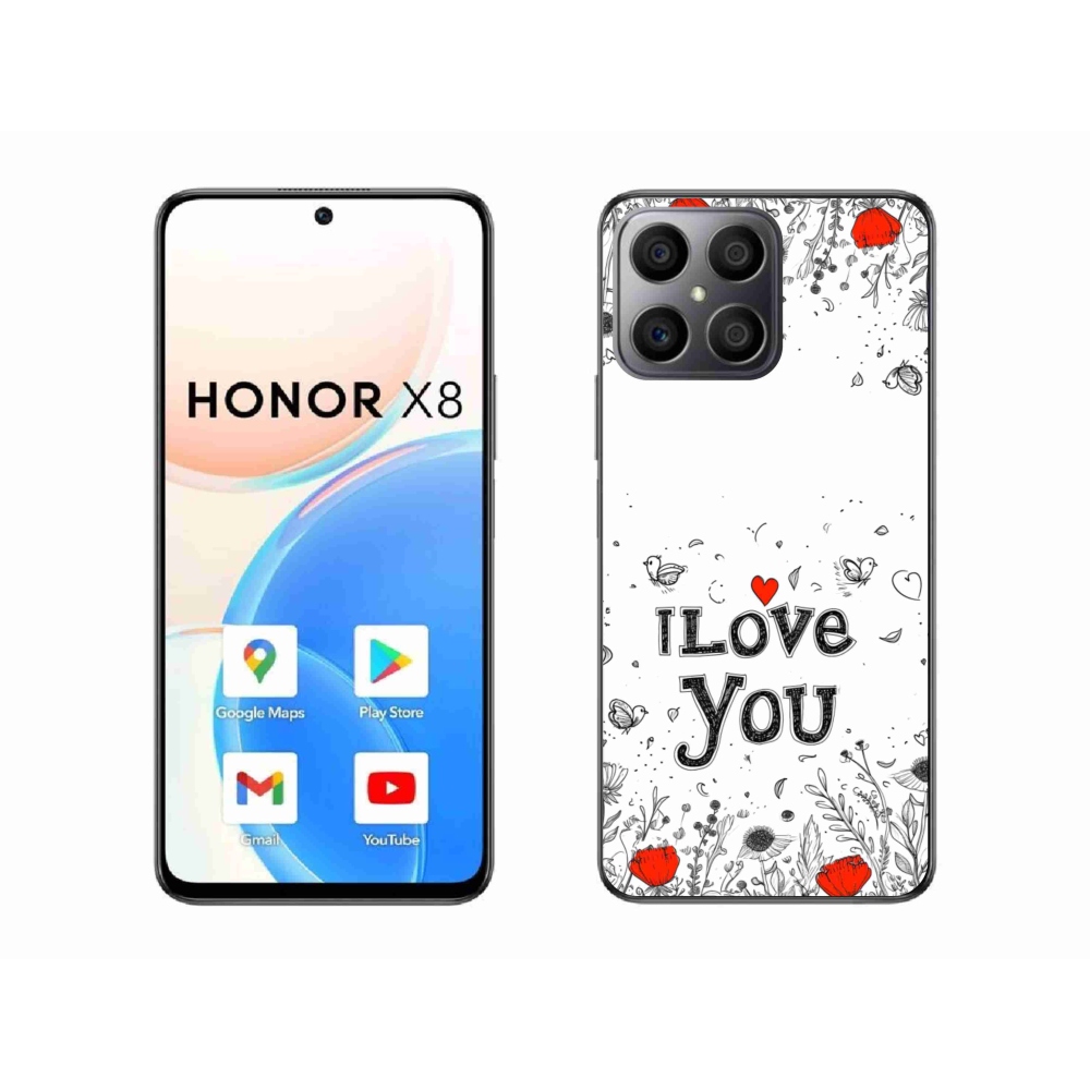 Gél borító mmCase a Honor X8-hoz - Szeretlek fehér háttérrel