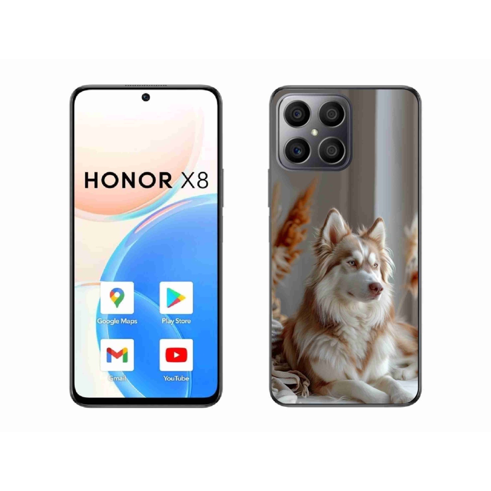 Zselés borítás mmCase a Honor X8-hoz - csendes szibériai husky